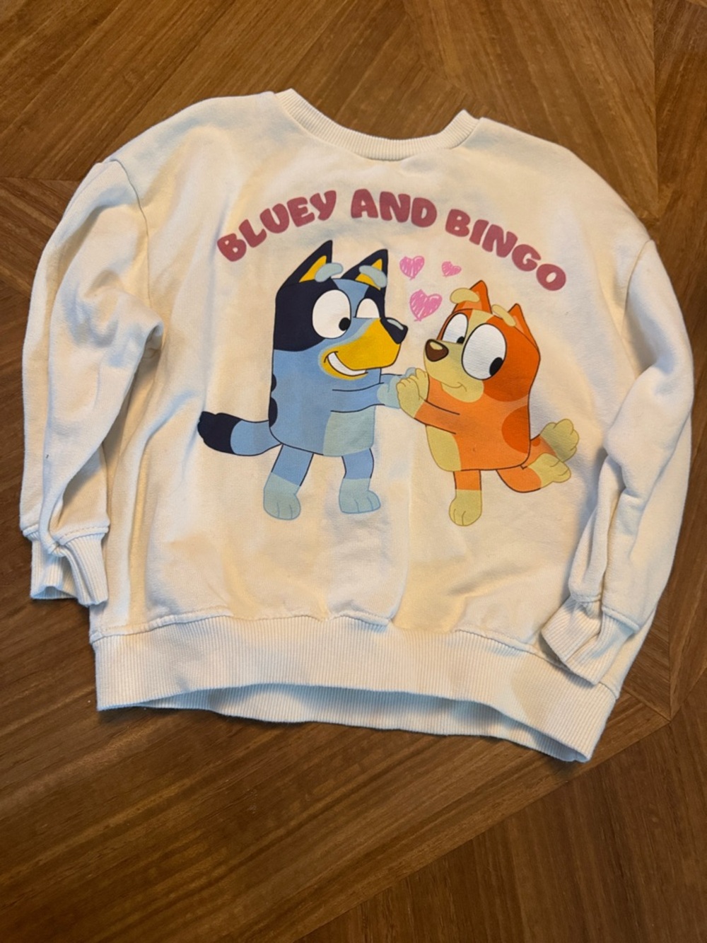 Zara White Sweatshirt with Bluey (blue) and Bingo (orange) Graphic Size 4-5